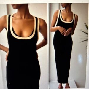 Caroline Constas Ribbed Chic Navy Sleeveless Midi Dress sz S